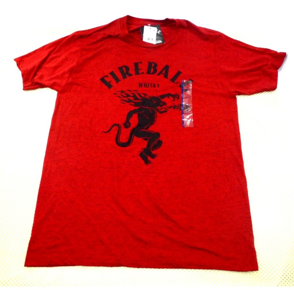 NWT Fireball Whisky Red/Black Confetti Graphic T-Shirt L